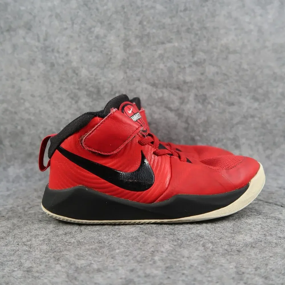 Nike Shoes Kids 13 Sneaker Team Hustle Mid Athletic Trainer Basketball Red Black - Picture 1 of 12